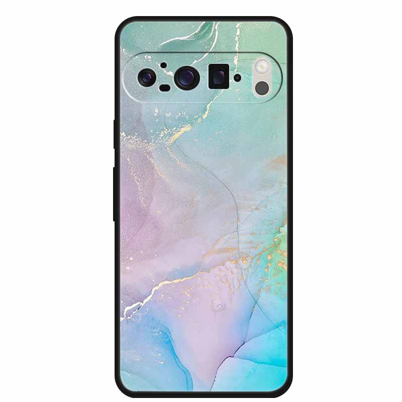For Google Pixel 9 Pro XL Cellphone Case Luxury Protector Soft Silicone Cover for Google Pixel 9Pro XL Marble Soft Black Funda