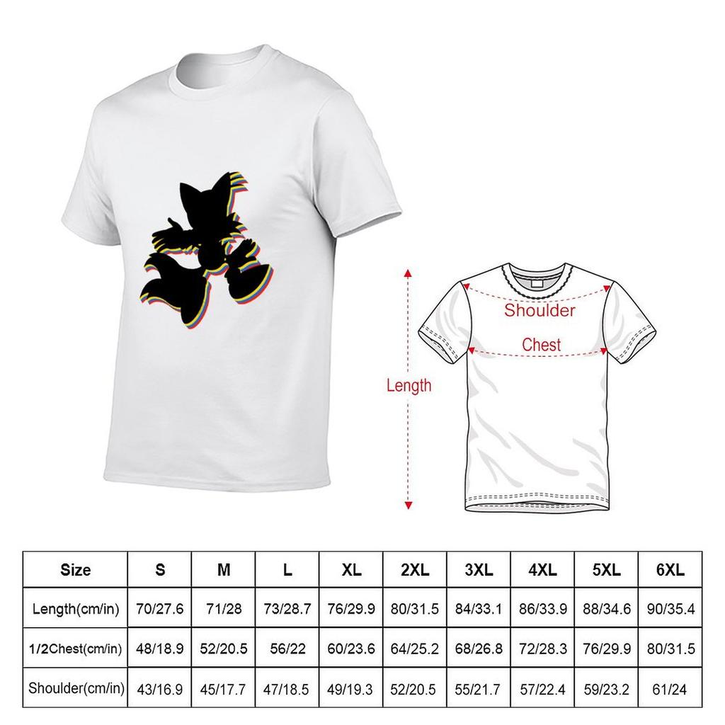 Tails Miles Prower Multi Coloured Tshirt blacks Short sleeve tee korean fashion men clothings