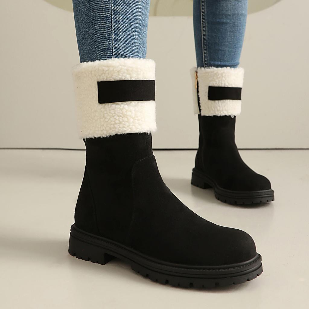 Women's Snow Boots, Comfortable and Warm In Autumn and Winter, Thick Heel Low Heel Large Size Plush Short Boots
