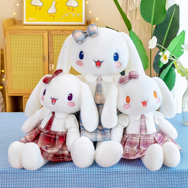 Cute Little White Rabbit Doll JK Skirt Rabbit Plush Toy Rag Doll Girl Sleeping Pillow Birthday Gift