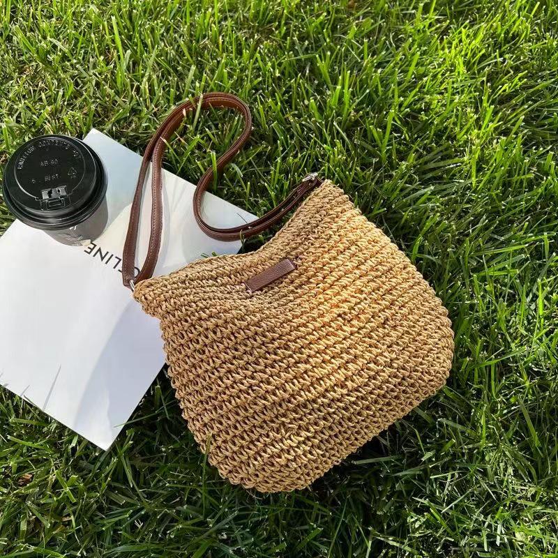 Multifunctional Women's Straw Crossbody Bag for Vacation and Beach.