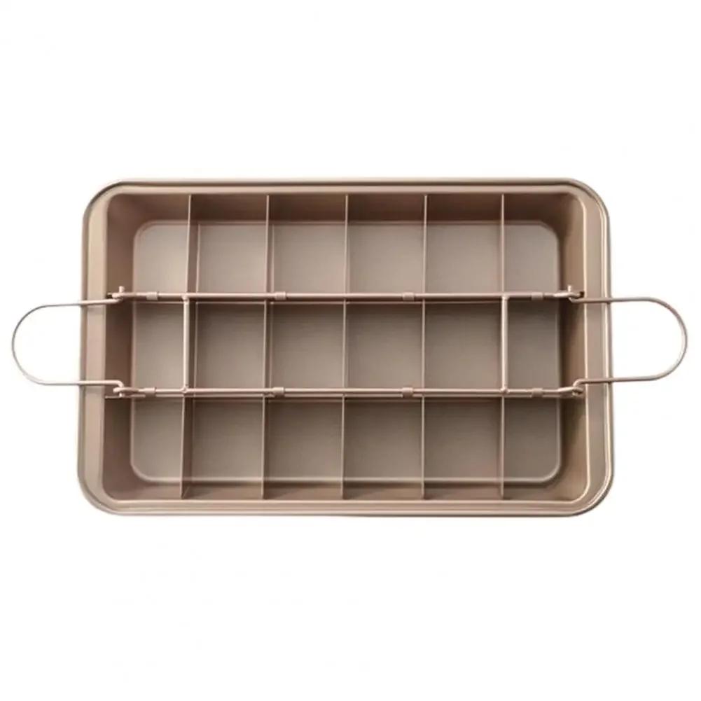 2025 Hot Brownie Pan with Removable Dividers Rectangle Stainless Steel Brownie Cutter Tray Cake Muffin Non-stick Baking Tray She
