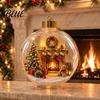 Glowing Christmas Ornaments Story Ornament Mini Holiday Scene In Ball with Warm LED 3D Acrylic Hanging Baubles Light Clear Decoration for Tree Home
