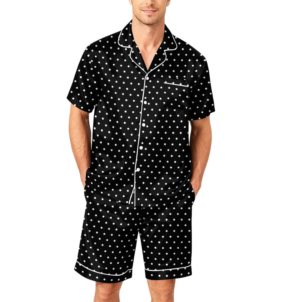 Men's Short Sleeve Button Down Pajama Set with Shorts Soft Lightweight Casual Sleepwear Lounge Set Available In Sizes S To XXXXL