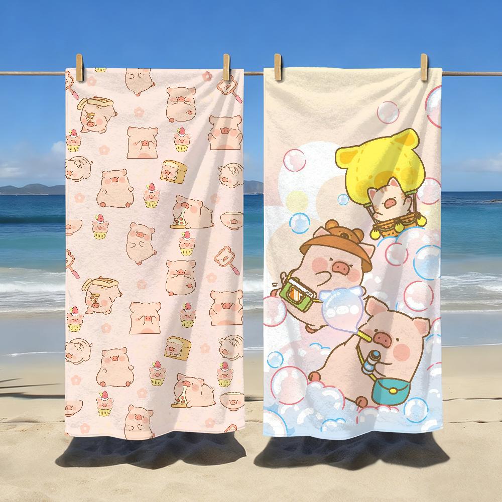 Süßes L-LuLu Das Schweinchen Cartoon Handtuch Weich Pool Geschenk Für Reise Fitnessstudio Dusche Camping Schnelltrocknend Sport Große Strandhandtücher