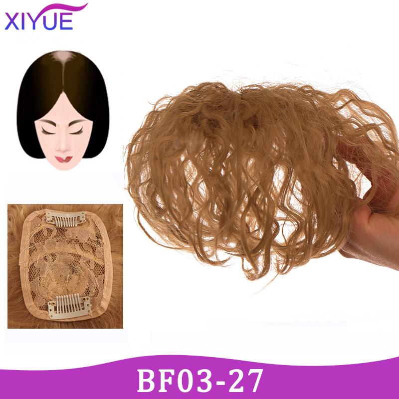 

Черный Коричневый Вьющиеся Волосы Топ Парик Зажим В Синтетических Наращивания Волос Замена Закрытие Шиньон Парики С Челкой Женщины