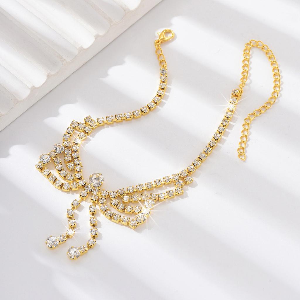 Exaggerated Rhinestone Chain With Diamond Fringed Anklet Female, Bohemian Personality Beach Body Chain Jewelry