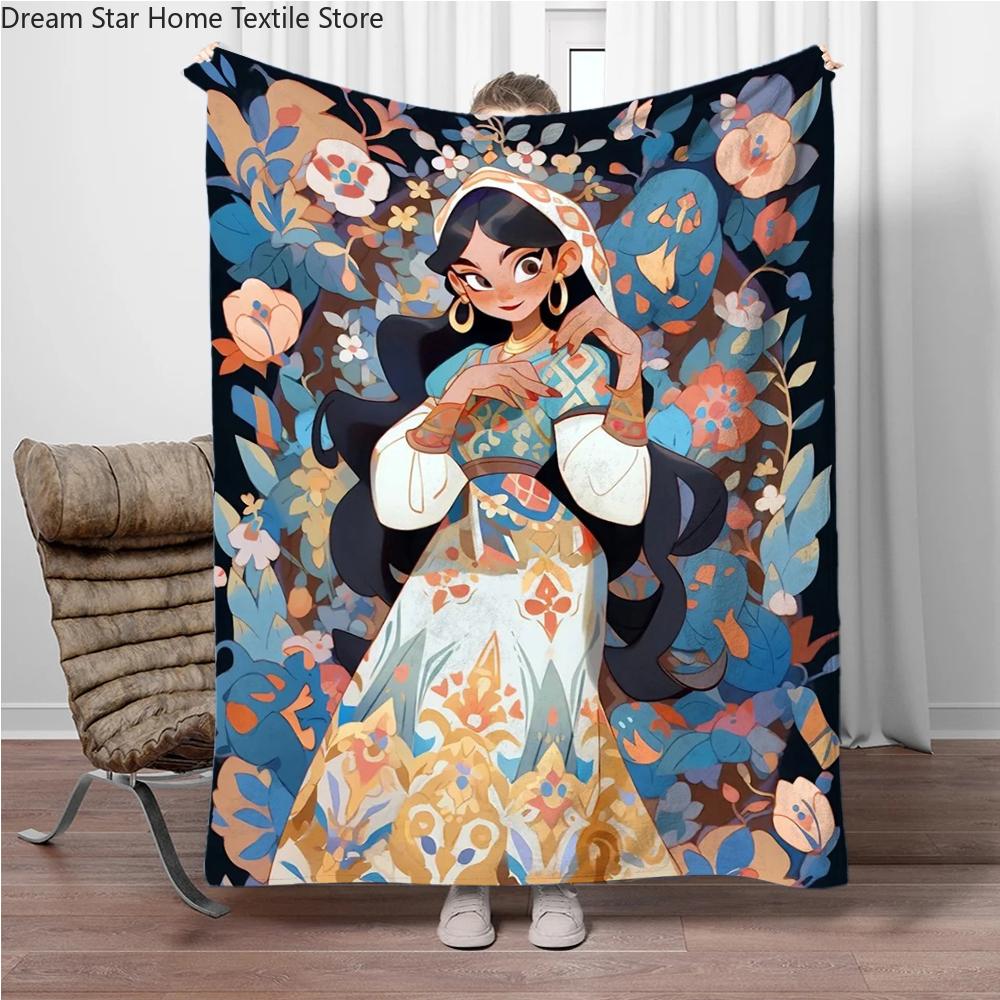 Beauty and The Beast Snow White Flannel Blanket Soft Warm Throw Blanket Blanket For Sofa Office Bed Office Camping Travelling