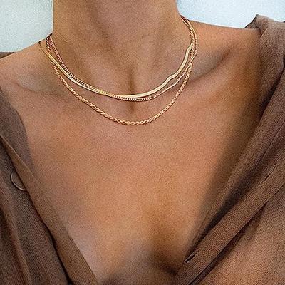 European and American Fashion Three-layer Stacked Basic Chain Snake Bone Chain Twist Chain Hot-selling Simple Personalized Necklace