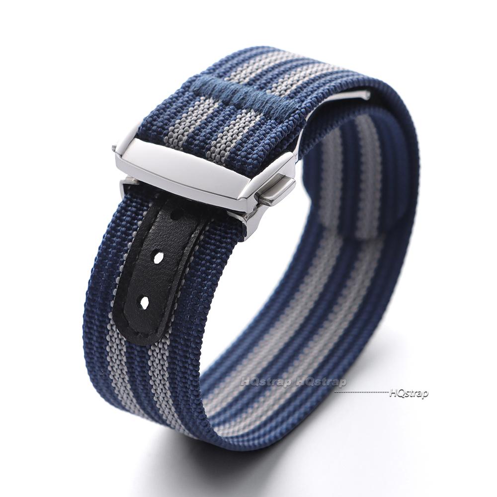 Ribbed Nylon Strap for Omega for Swatch for Moonswatch Stainless Steel Folding Buckle Men Women Sport Replace Watch Band 20mm