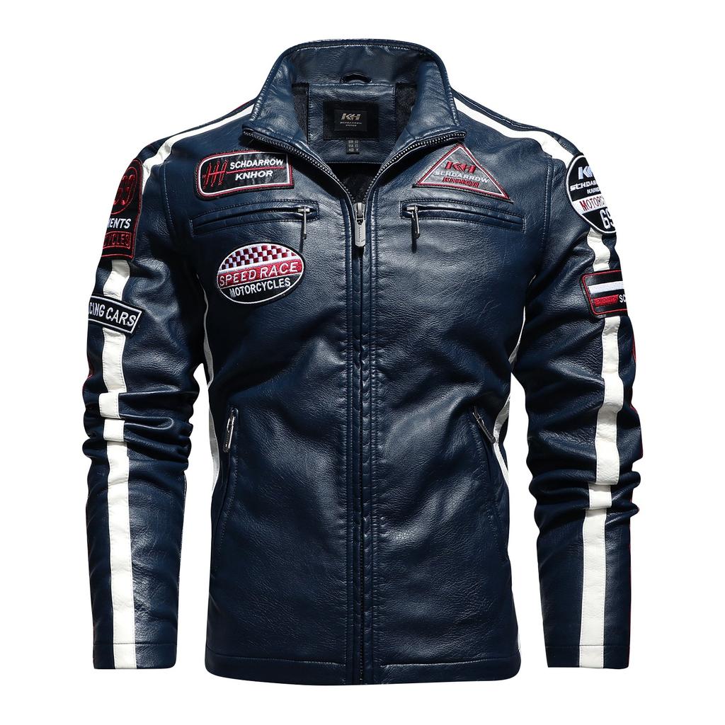 Leather Men's Autumn And Winter Motorcycle Jackets Embroidered Stitching Men's Leather Jackets