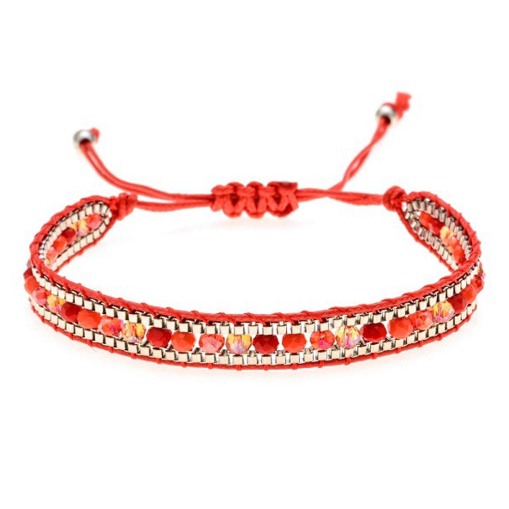 New Fashion Woman Men Handmade Bohemia Weave Adjustable Rope Chain Crystal Charms Bracelets Wristband Fashion Jewelry Gift