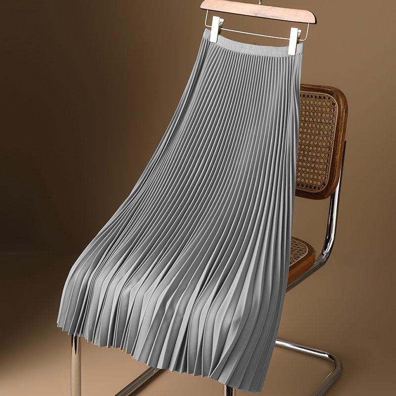 Dámske módne ležérne jednofarebné sukne s potlačou L strieborná