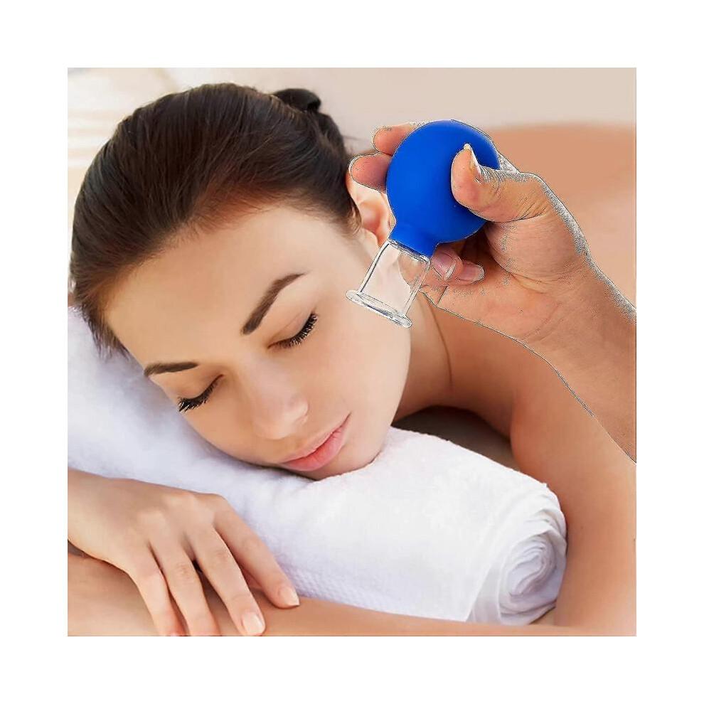4 Stück Gesichts- Schröpfmassage-Set, Professionelles Glas-Schröpfset mit Silikonkugel
