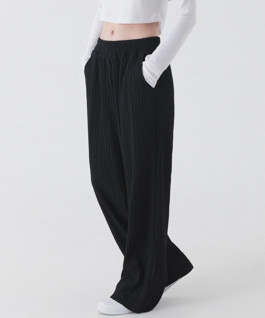 PIANER Comfortable Wide Pleated Pants (Black)