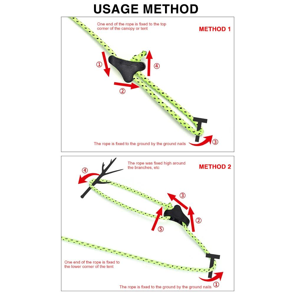 Camping Tent Fastener Wind Rope Buckles Triangle Anti Slip Cord Stopper Tools