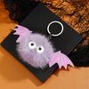 Holiday Gift for Men Halloween Bat Plush Keychain, Cute Devil Furry Pendant Funny Bag Decoration Keys, Vintage Silver Alloy Key Ring, Spooky