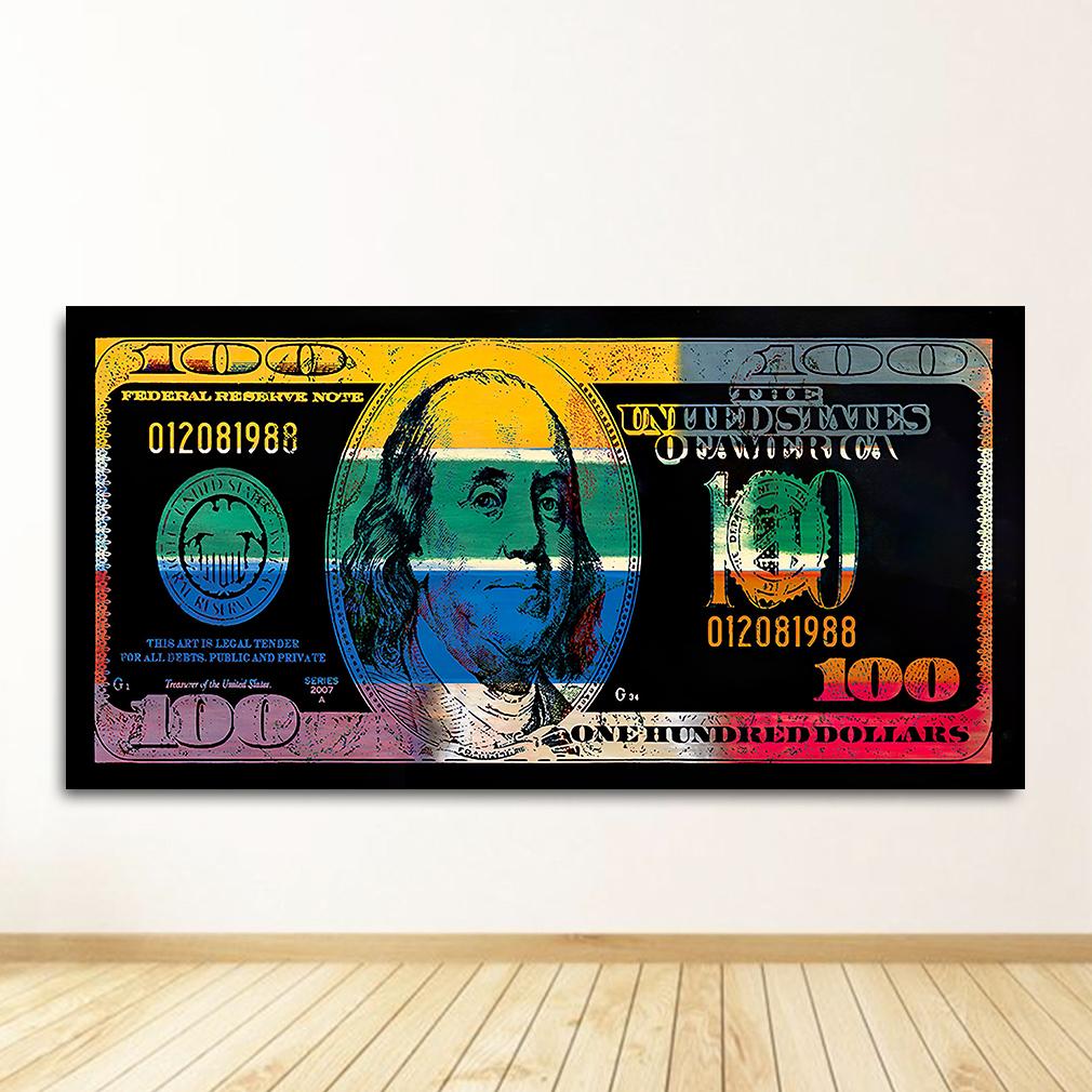 Wall Art Gold Modern Popular Colorful Hundred Money Canvas Painting Quadro Street Abstract Poster Picture Home Decor