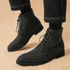 Britain Retro New Pointed Suede Leather Motorcycle Casual Ankle Boot For Men Winter Fashion High Tops Comfortable Leather Shoes
