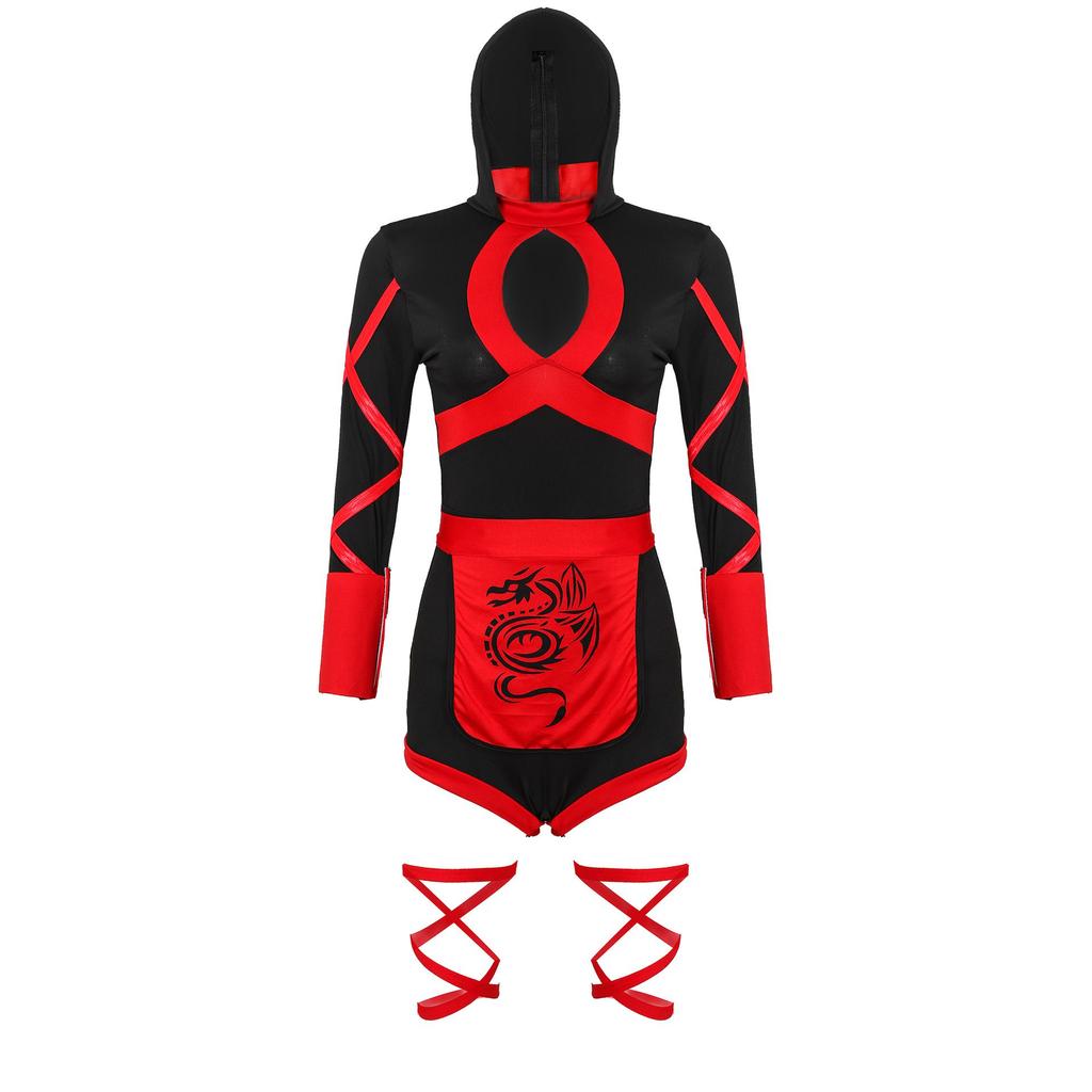 Cosplay Women Ninja Jumpsuit Warrior Halloween Costume Lady Fancy Outfits Dress