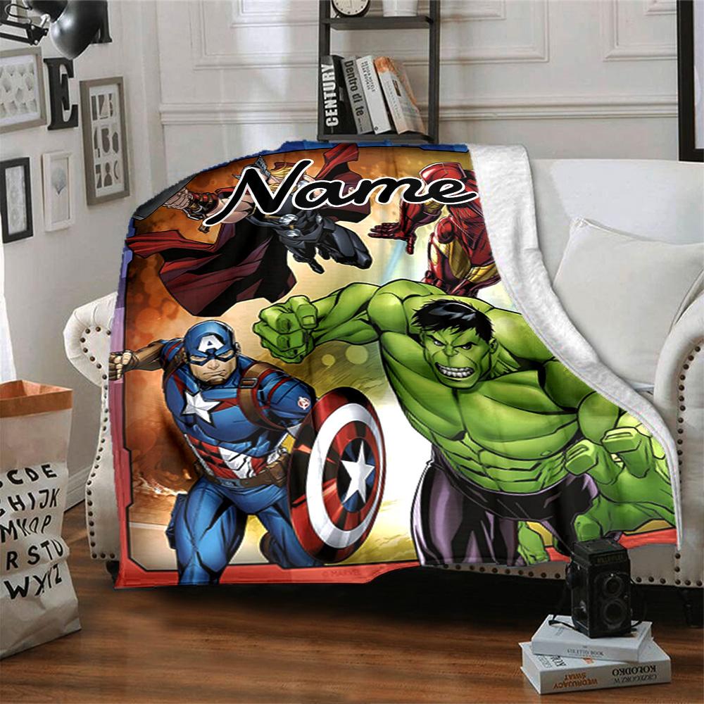 Custom Name Avengers: Infinity War flannel Blanket for Super Soft Cute Comfort Blanket for Travel Bedding Couch Sofa Blanket