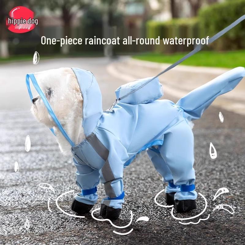 Waterproof Four-Legged Raincoat for Small Dogs - Full Coverage Pet Rainy Day Wear for Bichon, Teddy, and More.