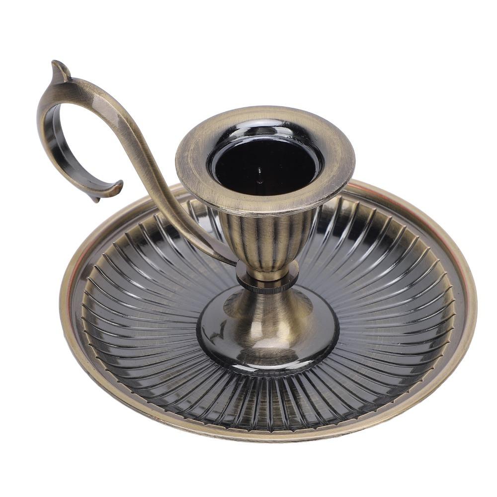 Handheld Taper Candle Holder Round Bottom Brass Candlestick Holder  Christmas Decor