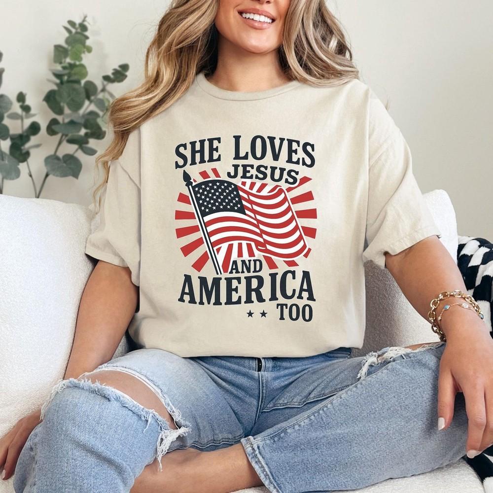 

Independence Day Shirt,4th of July Shirt,She Loves Jesus And America Sand Tee #3 Unisex T-Shirt XXXXL