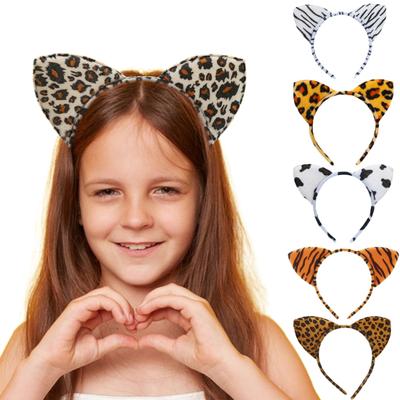 Hair Hoop Leopard Pattern Ear Decor Headband Christmas Party Cosplay Animal Headband Fabric Headpiece