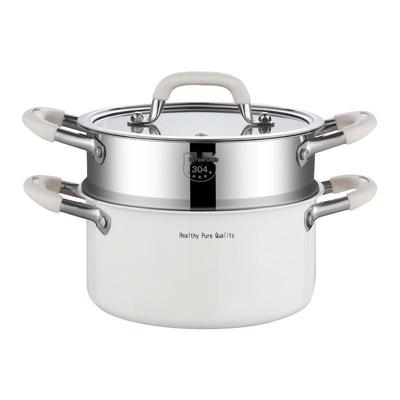 Xunshun 316L Stainless Steel Ceramic Stockpot and Steamer for Induction Cookers