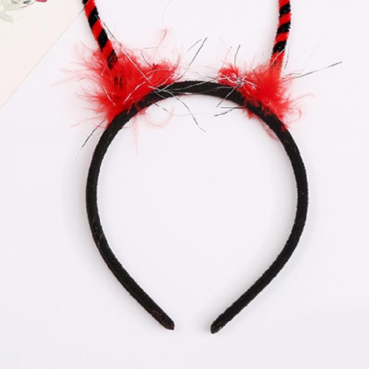Lovely Bee Pompom Antenna Headband Plush Hairbands Cartoon Party Hair Decors