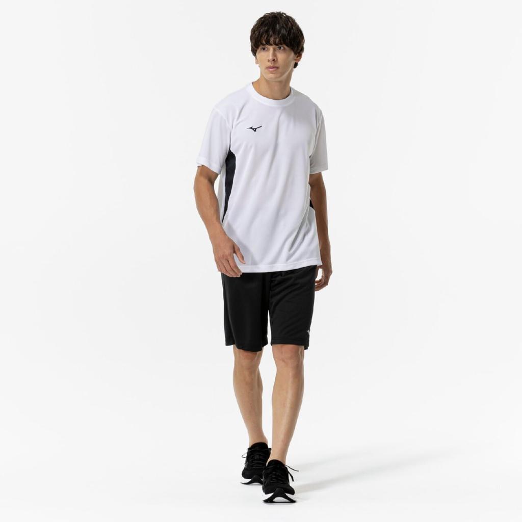 NaviDry Short Sleeve with and Training Size 32MAC196 Men's T-Shirt U-Neck, Moisture-Wicking Quick-Drying, Underwear, White/Black, XL,