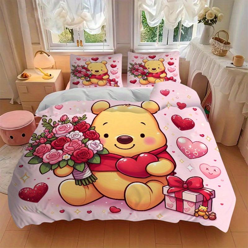 3pcs Set Bear, Flowers, Hearts Print Bedding Quilt Cover, Soft and Comfortable Quilt Cover Suitable for Bedroom and Guest Room19