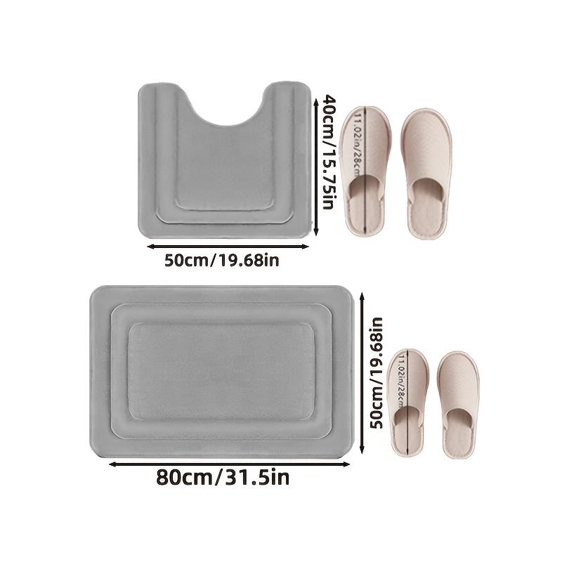 2pcs Coral Fleece Bathroom Rug Set - Comfortable Standing Mat U-Shaped Toilet Mat, Non-Slip Mat, Thickened, Quick-Drying, Comfortable Standing Mat