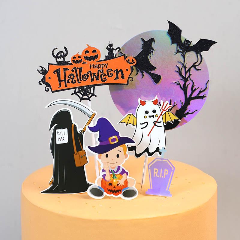 Backen Halloween Kuchen Dekoration: Fledermaus, Spinne, Hexe, Geisterhaus Topper