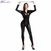 Halloween New Sexy Wetlook PVC Latex Bodysuit For Women Double Zipper Open Crotch Nightclub Dance Wear Leather