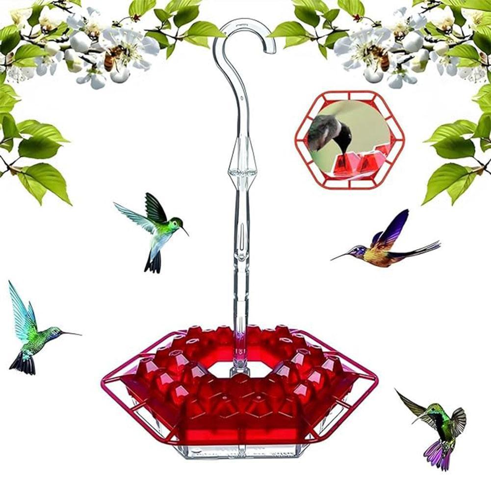 Kolibri-Futterspender für draußen zum Aufhängen mit Sitzstange und eingebautem Ameisenschutzgraben Windspiel Plastik Kolibri-Futterspender