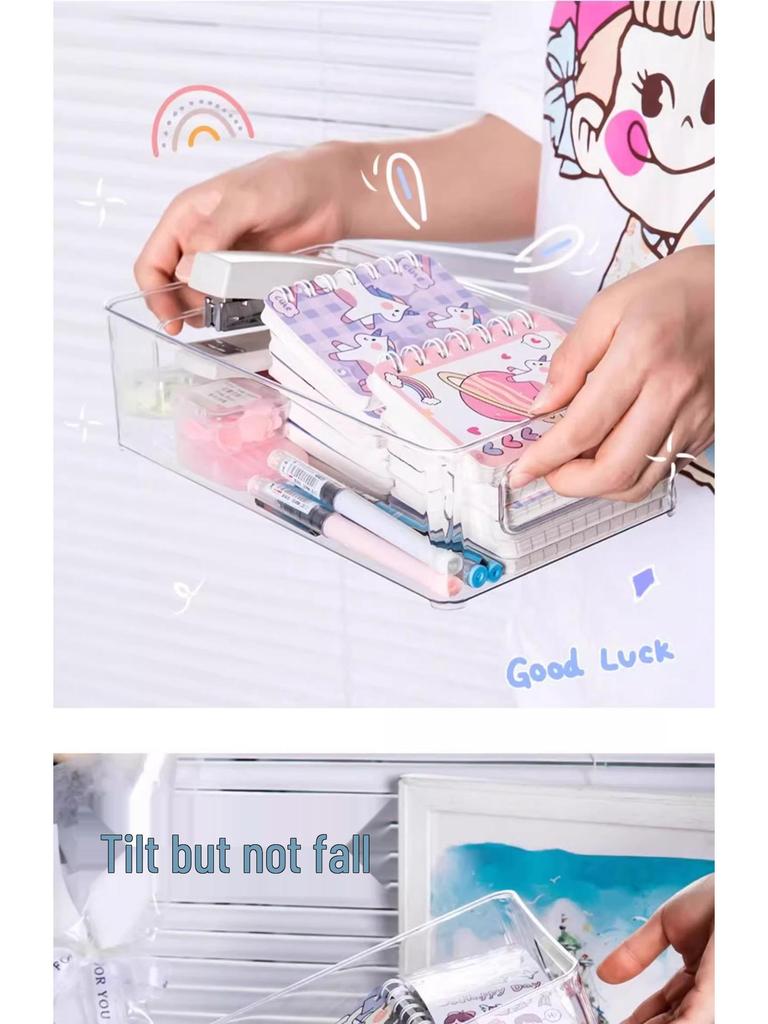 Acrylic Desktop Storage Box: Transparent Organizer for Cosmetics, Masks, Snacks, and Sundries. Perfect for Dorm Rooms.