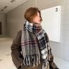 2025 Korean imitation cashmere scarf women's autumn and winter high-end warm shawl cute versatile plaid scarf
