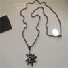 Silver Color Spiral Vortex Sun Pendant Long Chain Necklace For Women Men Punk Rock Charm Hip Hop Vintage Grunge Goth Accessories