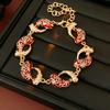 Bracelet rond fleuri européen et américain serti de diamants, boucles d'oreilles, collier, collier et ensemble de bijoux rétro pour femmes.