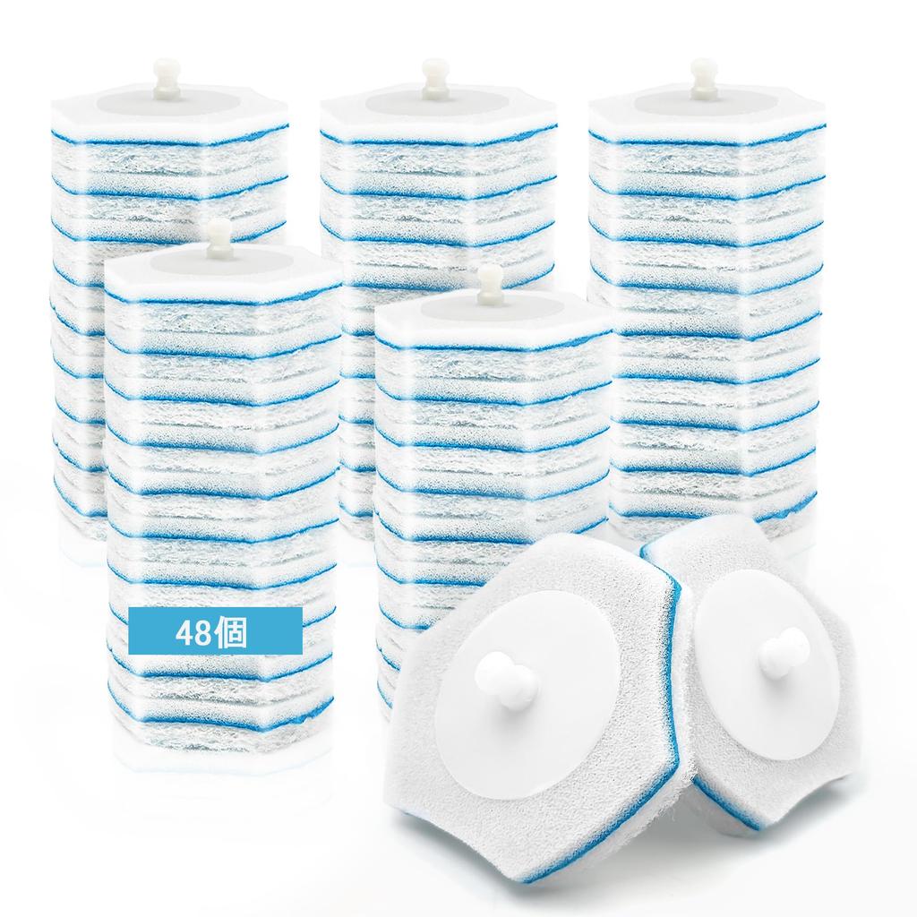 JEHONN Sponge Disposable Toilet Brush Replacement Cleaner Pads for and Pools 48-Pack, Sinks, Bathtubs, Basins, Mops, (JEHONN Only)