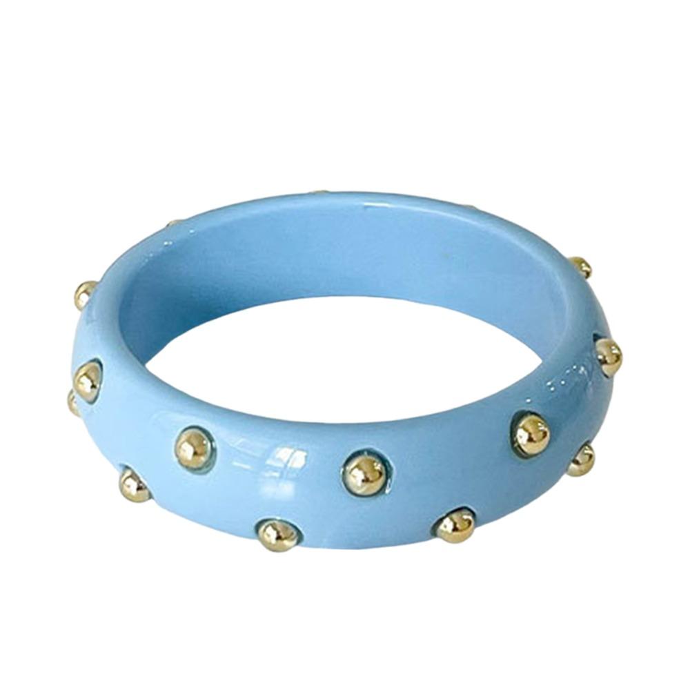 Vintage Resin Bangle Punk Style Wide Bangle Metal Point Acrylic Bracelet  Women Accessories