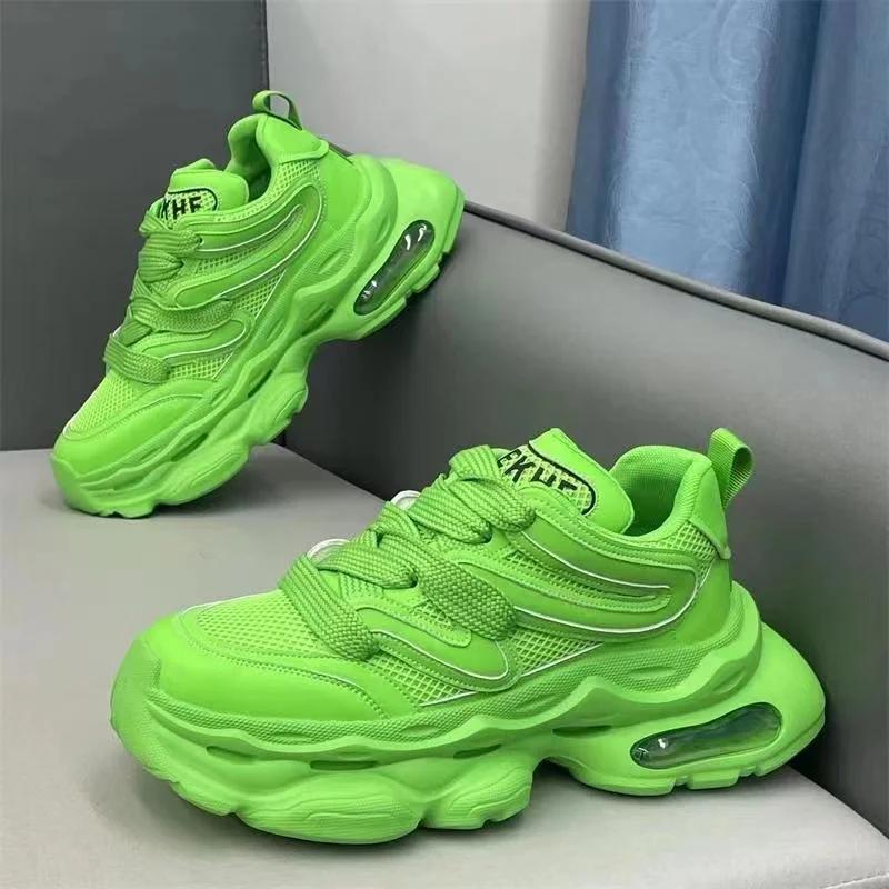 

Повседневная обувь для мужчин Уличная обувь для ходьбы Кроссовки Кроссовки для бега и баскетбола с толстой подошвой Сетчатые дышащие мужские кроссовки 44 зелёный