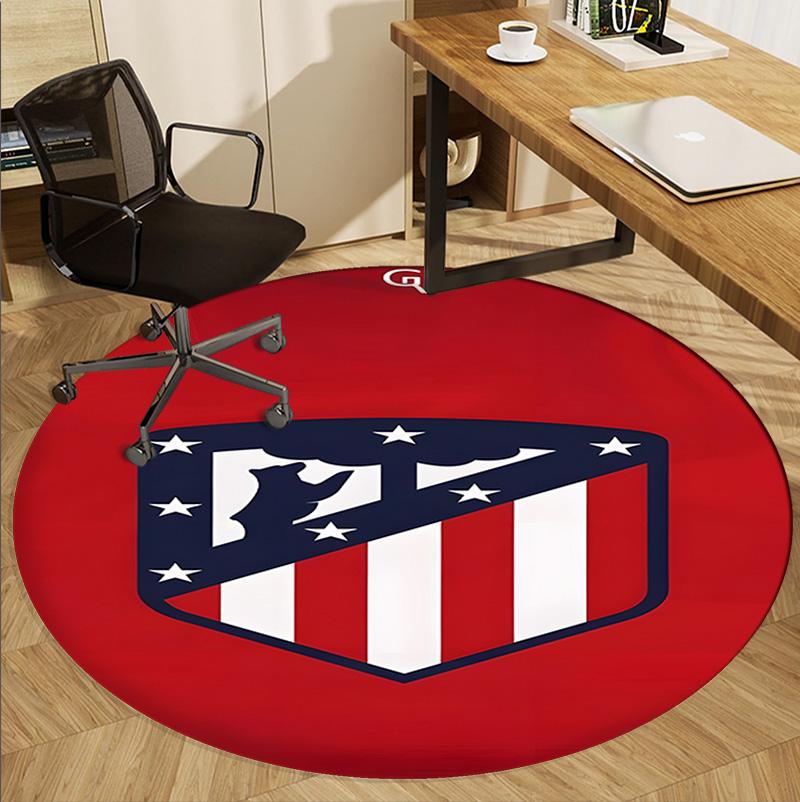 Atletico Madrid Pattern Round Rug, Indoor/Outdoor Mat, for Picnic, Gameroom, Bedroom, Office, Living Room, Home Decor Carpet, Birthday Gift