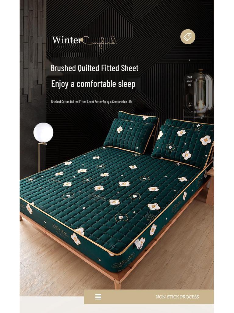 Waterproof Quilted Fitted Sheet & Mattress Protector - Non-slip, All-Inclusive Single Piece Cover