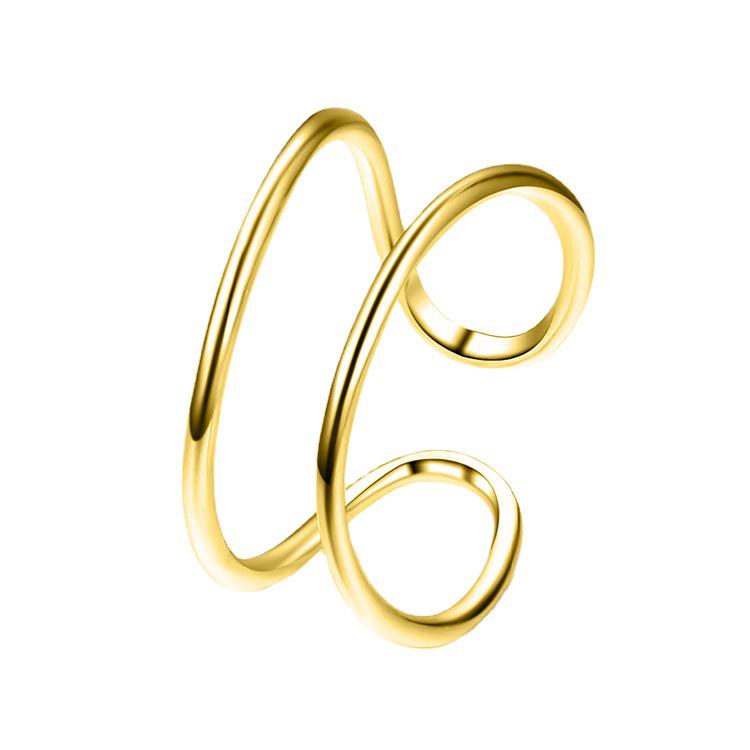 New European & American Double-Layer Open Stainless Steel Finger Ring Jewelry