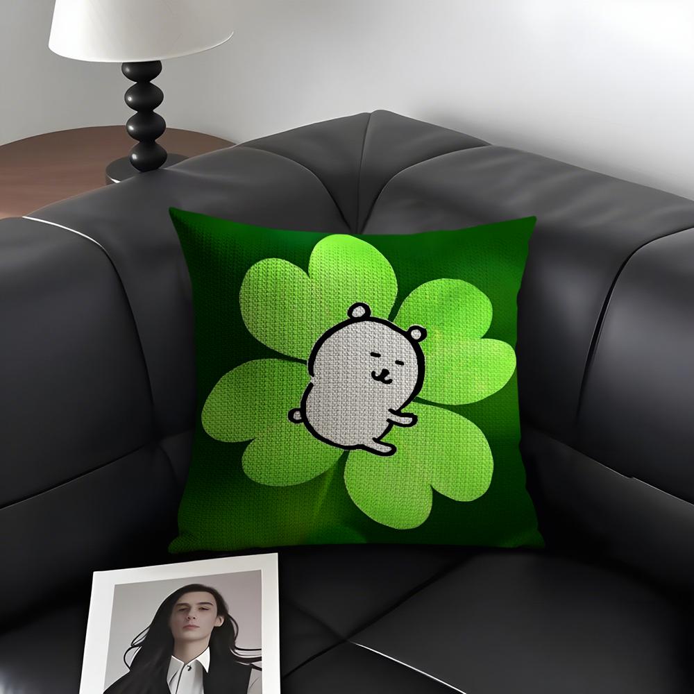 JJokes BearR Cartoon Cushion Cover Natural Linen Organic Fabric DoubleSided Printing Sofa Home Decor Gift Pillow Case