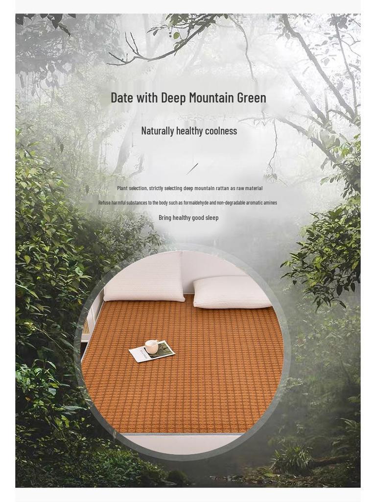 Dual-Season Mattress Pad with Rattan Base – Cooling, Summer/Winter Use for Single/Double Beds, Ideal for Dorms