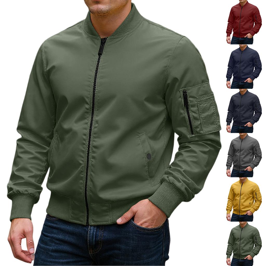 Men's Relaxed-Fit Casual Workwear Baseball Jacket Long-Sleeve Outerwear